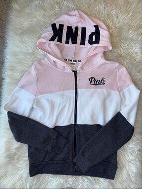Pink Victoria’s Secret tri tone zip up